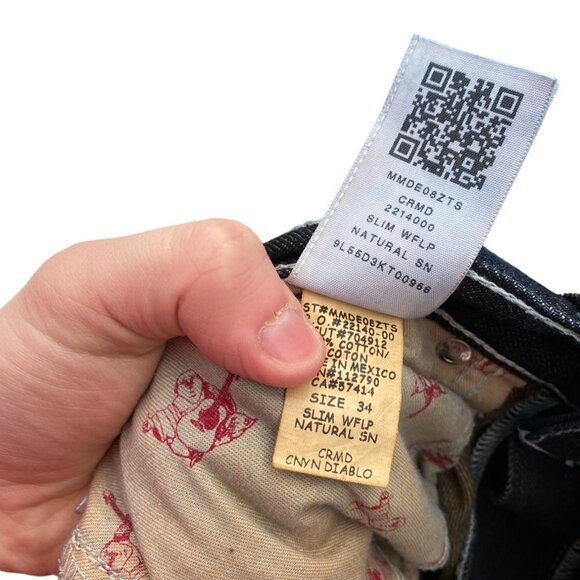 True Religion Jeans Size 34 SLIM FLAP T Blue Contrast Denim Jeans - Picture 3 of 9